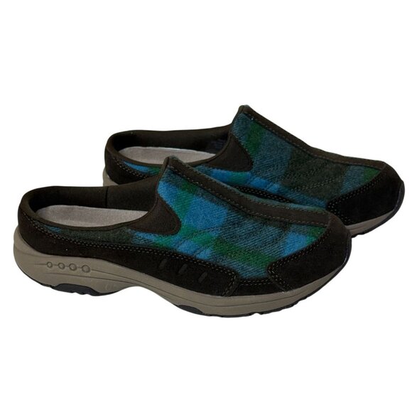 Easy Spirit Traveltime Blue Green Plaid Slip-On Comfort Mules 6.5 - Picture 4 of 9